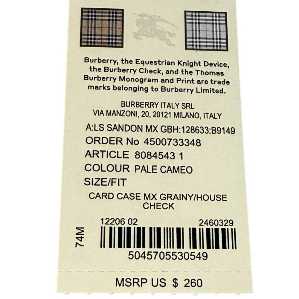 NWT Burberry House Check Canvas Leather Card Holder - Pale Cameo - Picture 2 of 4